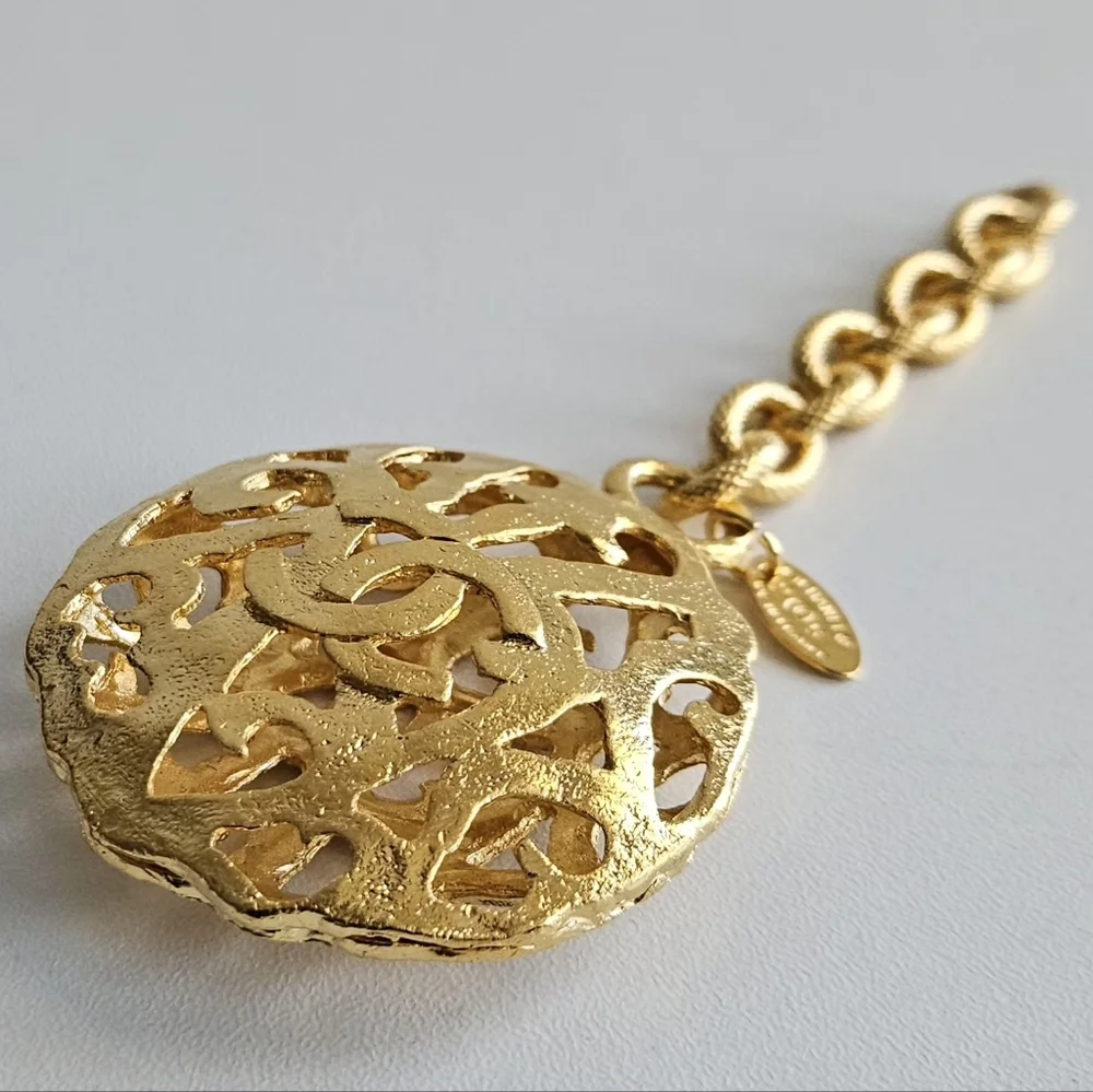 Chanel Gold-plated Caged Medallion CC Large Pendant